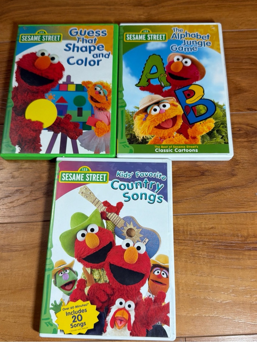 Sesame Street Lot Of 3 DVDs Elmo Kids Favorite Country Songs Alphabet Game